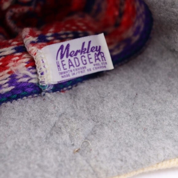 Merkley Head Gear Canada Vintage Nordic Fair Isle Hat Tassel Pom Pom Winter Hat - Picture 8 of 10
